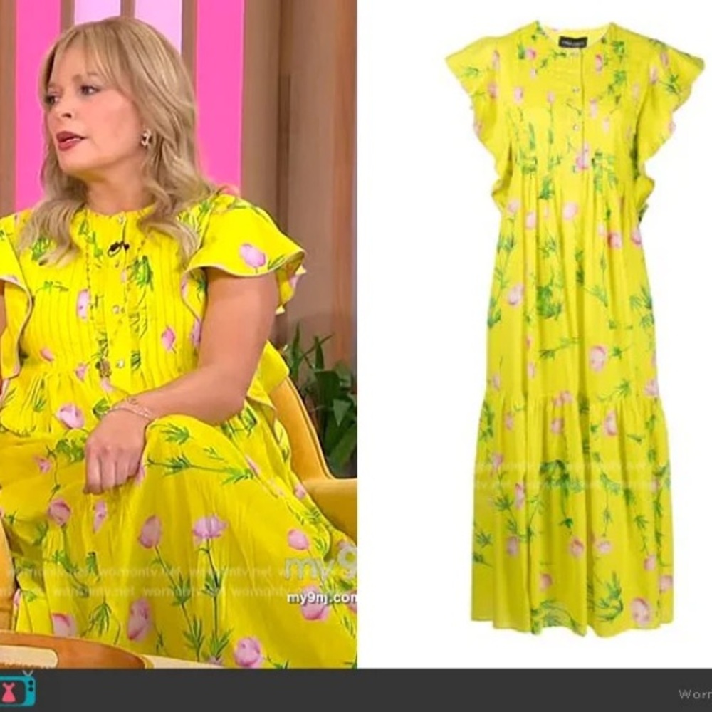 Cynthia Rowley Nairobi Yellow Floral-Print 100% Cotton Dress Size S
